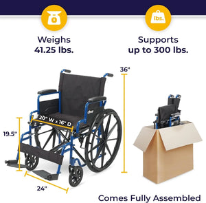 Blue Streak Wheelchair with Flip Back Desk Arms, Swing Away Peach Maple