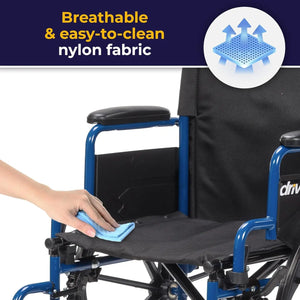 Blue Streak Wheelchair with Flip Back Desk Arms, Swing Away Peach Maple