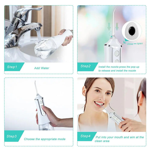 350ml Large Water Tank Dental Flushing Device USB Charging Irrigator Pink Iolaus