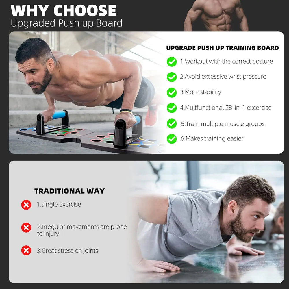 28 in 1 Push Up Rack Board System Fitness Workout Train Home Gym Puce Gaia