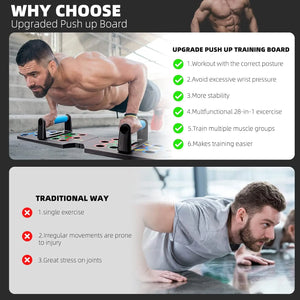 28 in 1 Push Up Rack Board System Fitness Workout Train Home Gym Puce Gaia