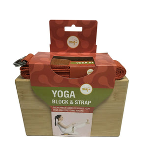 Bamboo Yoga Block & Strap Combo Black Lavender