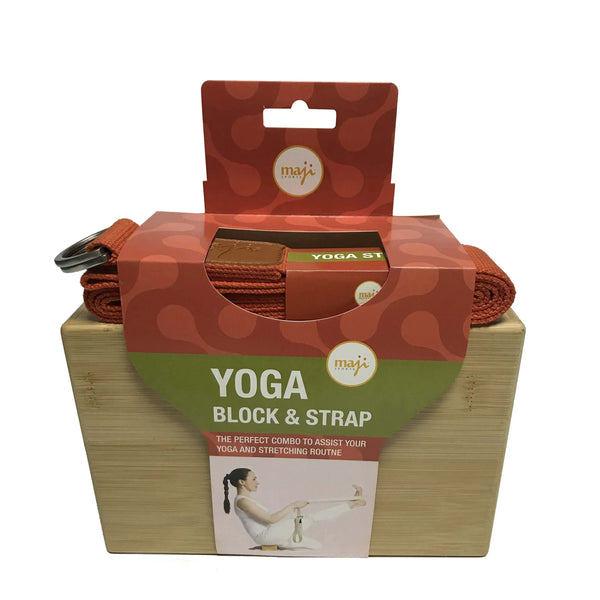 Bamboo Yoga Block & Strap Combo Black Lavender