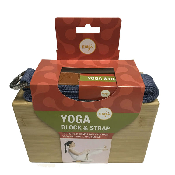 Bamboo Yoga Block & Strap Combo Black Lavender