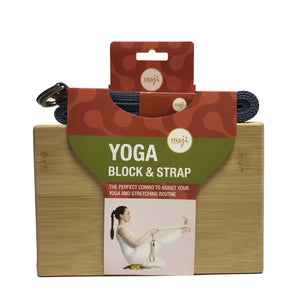 Bamboo Yoga Block & Strap Combo Black Lavender