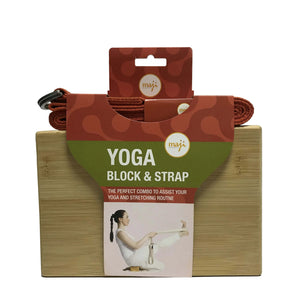 Bamboo Yoga Block & Strap Combo Black Lavender