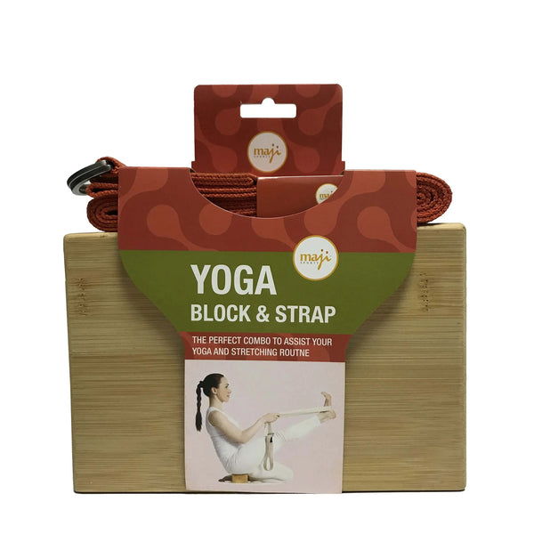 Bamboo Yoga Block & Strap Combo Black Lavender
