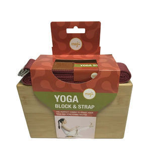 Bamboo Yoga Block & Strap Combo Black Lavender