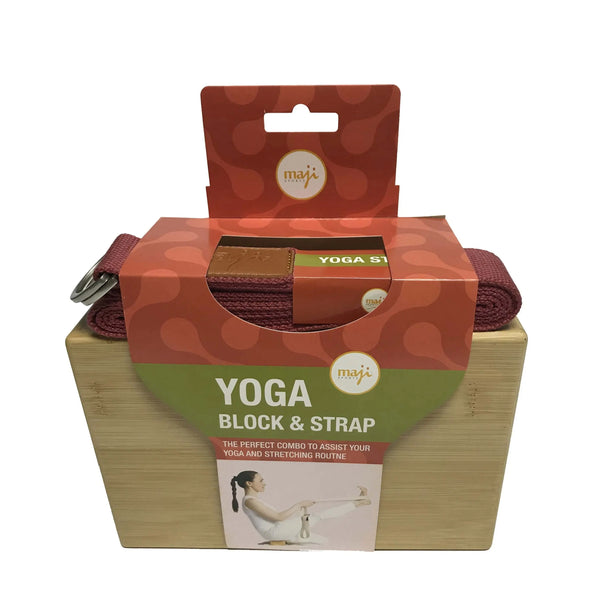 Bamboo Yoga Block & Strap Combo Black Lavender