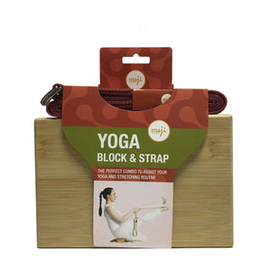 Bamboo Yoga Block & Strap Combo Black Lavender