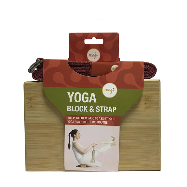 Bamboo Yoga Block & Strap Combo Black Lavender