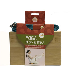 Bamboo Yoga Block & Strap Combo Black Lavender