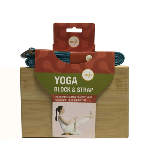 Bamboo Yoga Block & Strap Combo Black Lavender