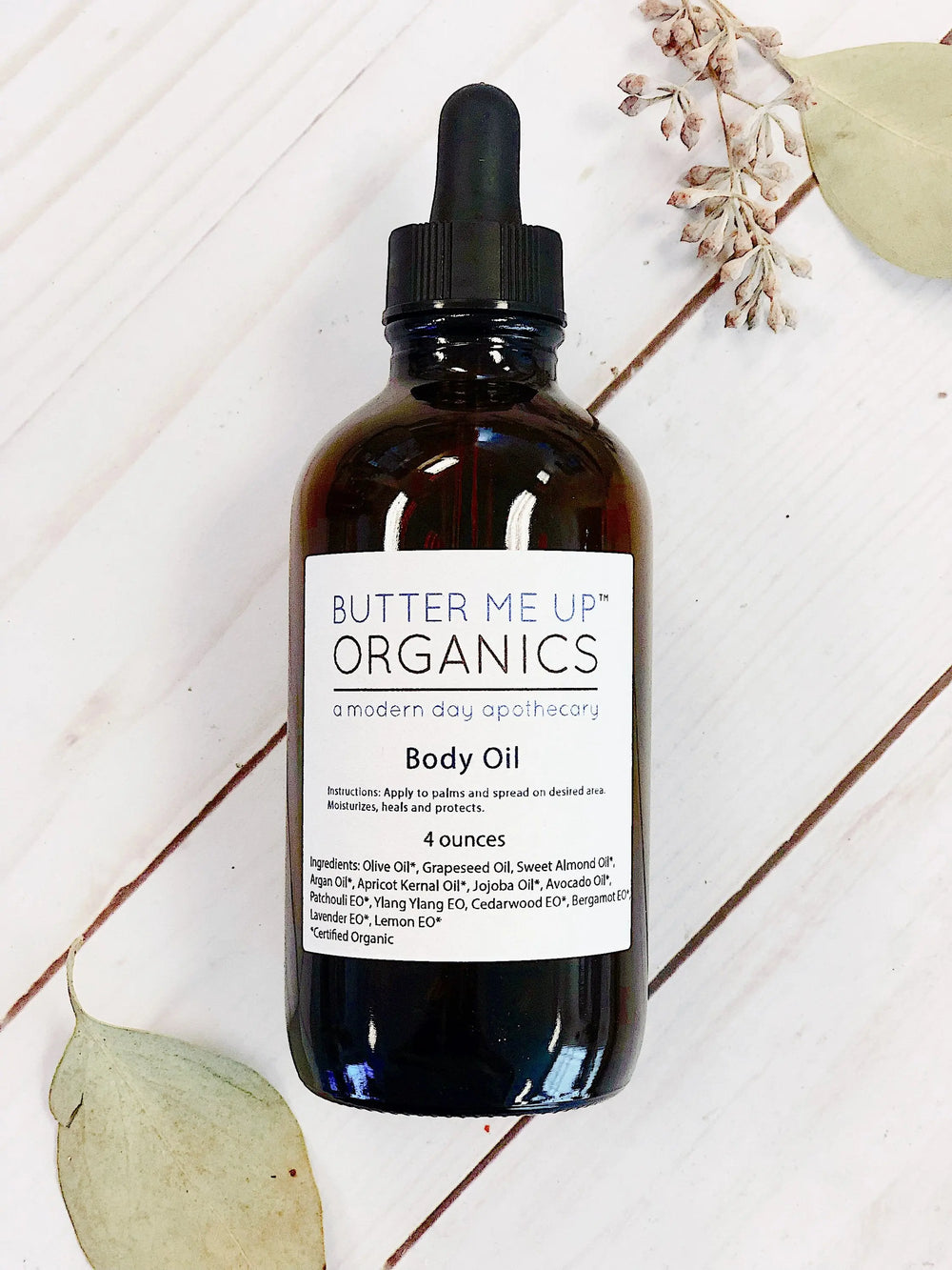 Organic Body Oil / Body Oil / Moisturizer / Organic Oils / Dry Skin White Smokey
