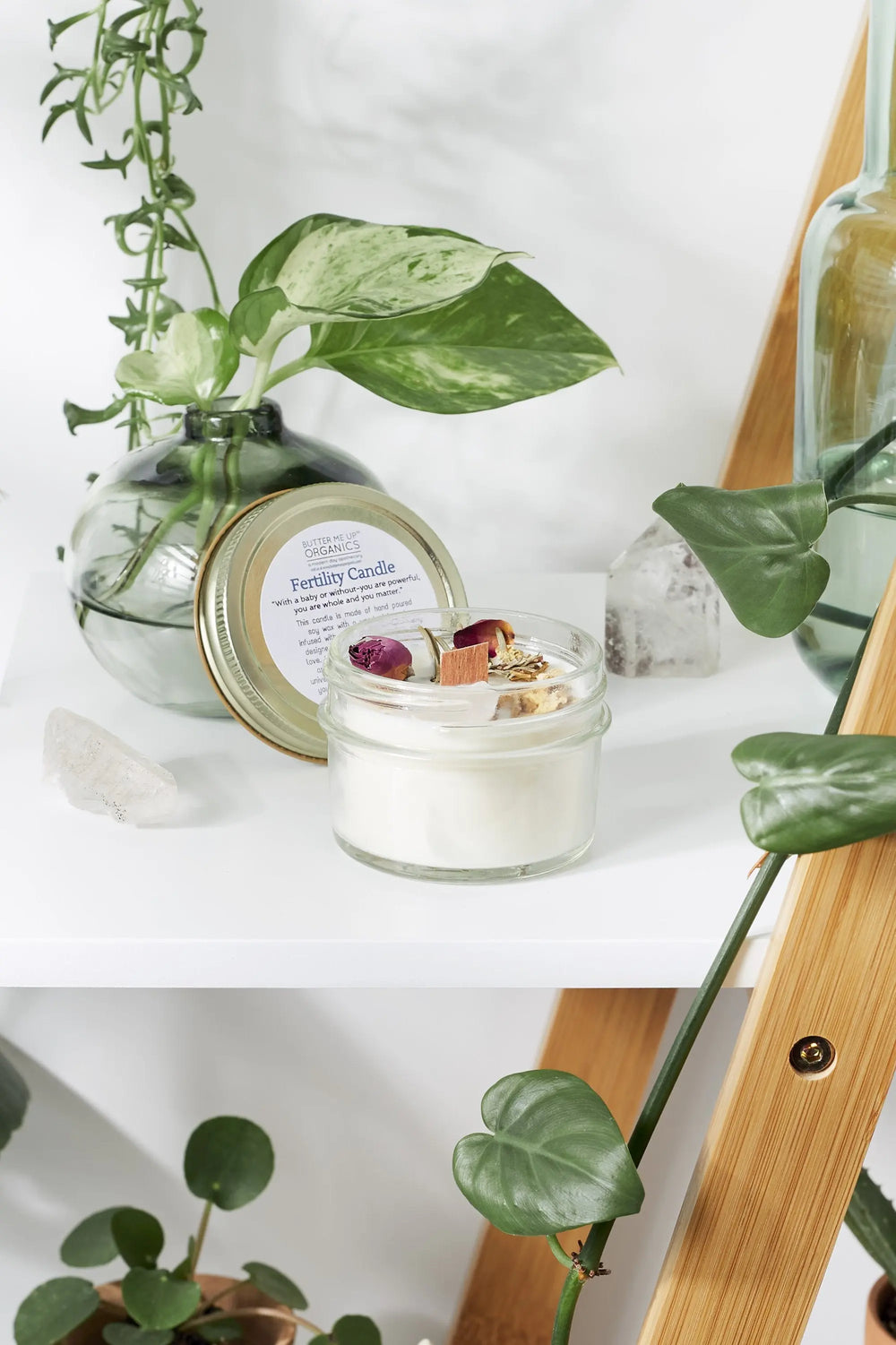 Fertility candle / crystal candle / abundance candle / butter me up White Smokey