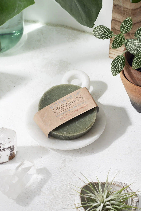Face Wash Facial Cleansing Bar with French Green Sea Clay White Smokey