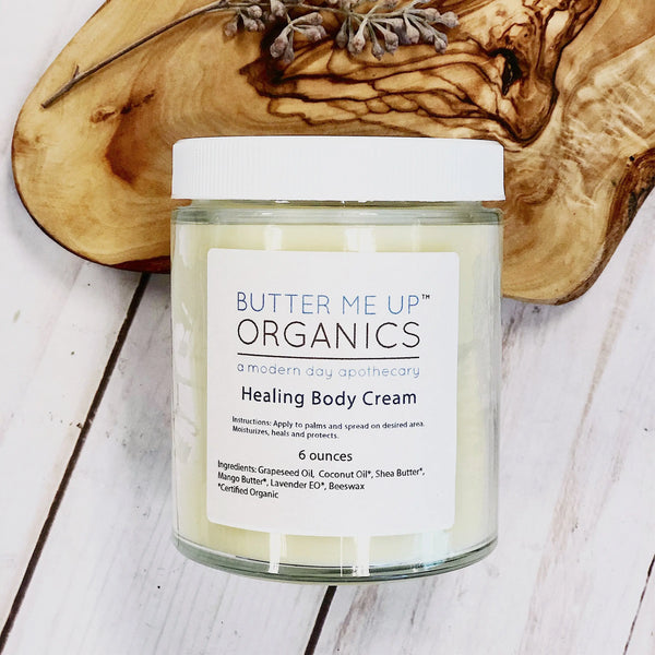 Healing Body Cream / organic body lotion / winter skin / dry skin / White Smokey