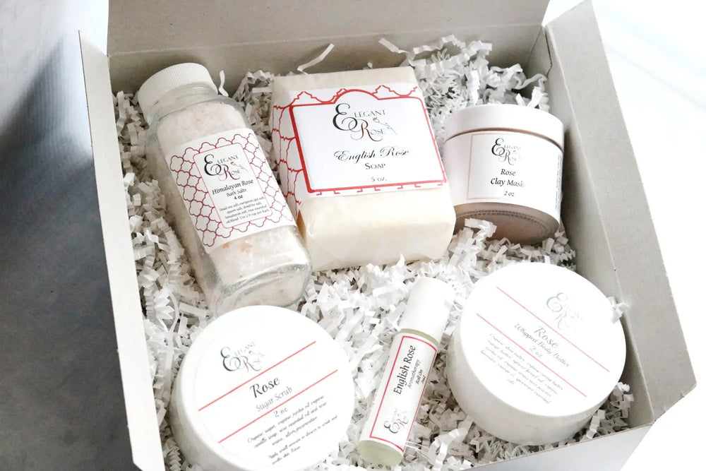 English Rose Spa Gift Set, Gift for Mom, Rose Spa Maroon Oliver