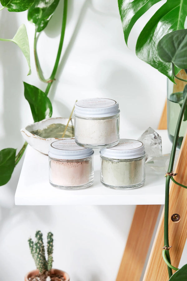 Clay Face Mask Trio Rose Clay French Green Clay Kaolin Clay Turmeric - Thrivera