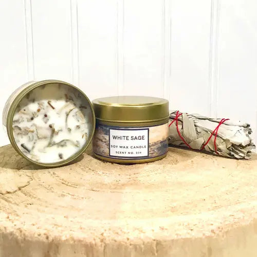 White Sage Aromatherapy Soy Wax Candle Indigo Poseidon