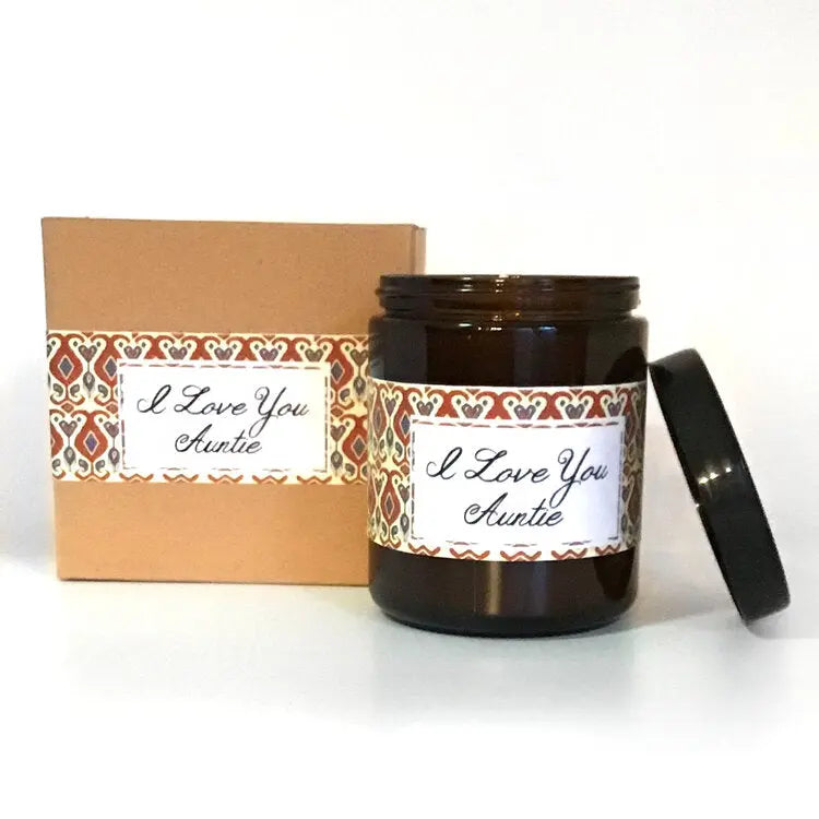 I Love You Auntie Citrus + Sage Scented Soy Wax Candle Indigo Poseidon