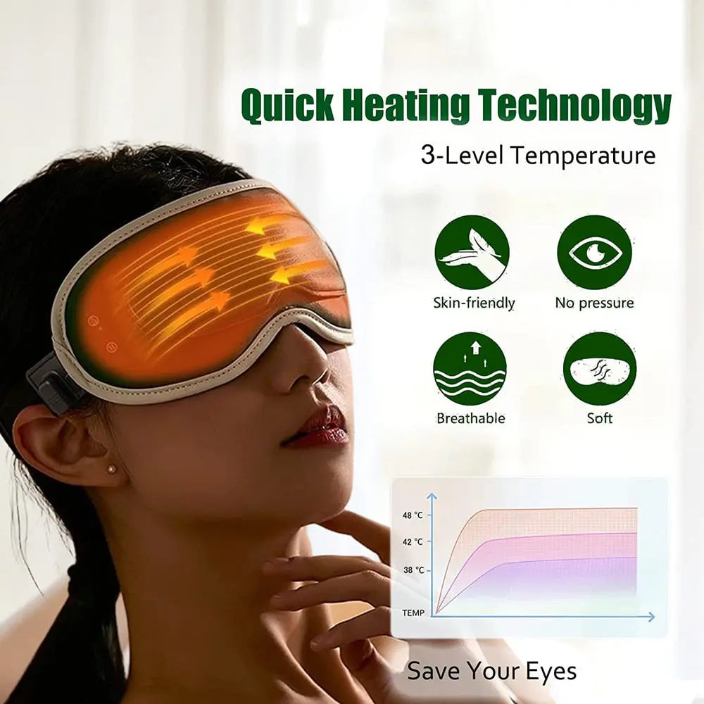 Electric Heated & Vibration Eye Massager Sleep Eye Mask Relieve Eye Maroon Asteria