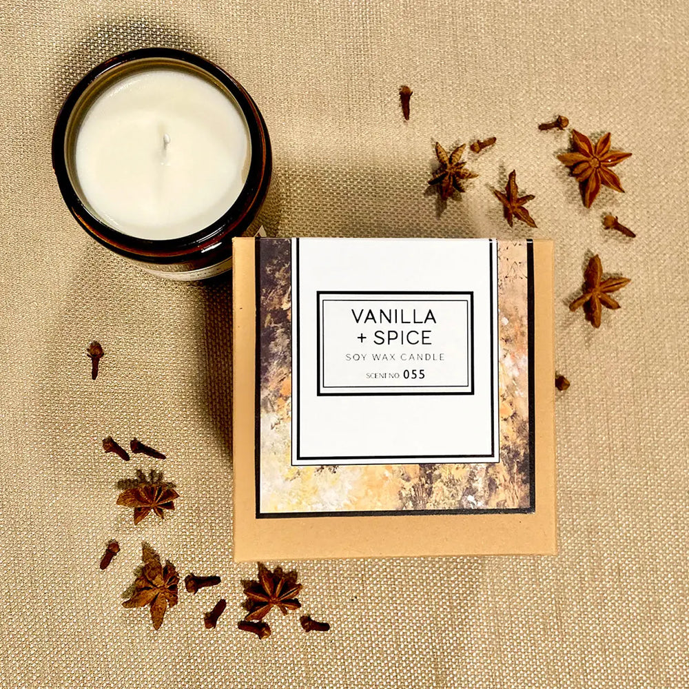 Vanilla + Spice 8oz Soy Wax Candle Indigo Poseidon