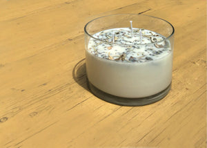 Lavender + White Sage Aromatherapy 3 Wick Large Soy Wax Candle Indigo Poseidon