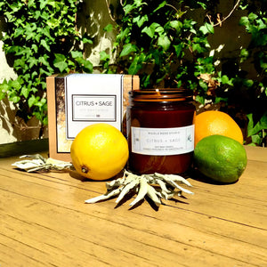 Citrus + Sage Soy Wax Candle Indigo Poseidon