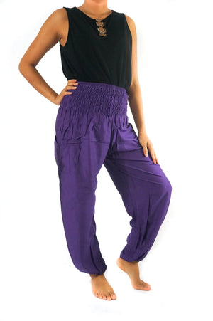 Purple Women Boho Pants Hippie Pants Yoga Pants Harem - Thrivera