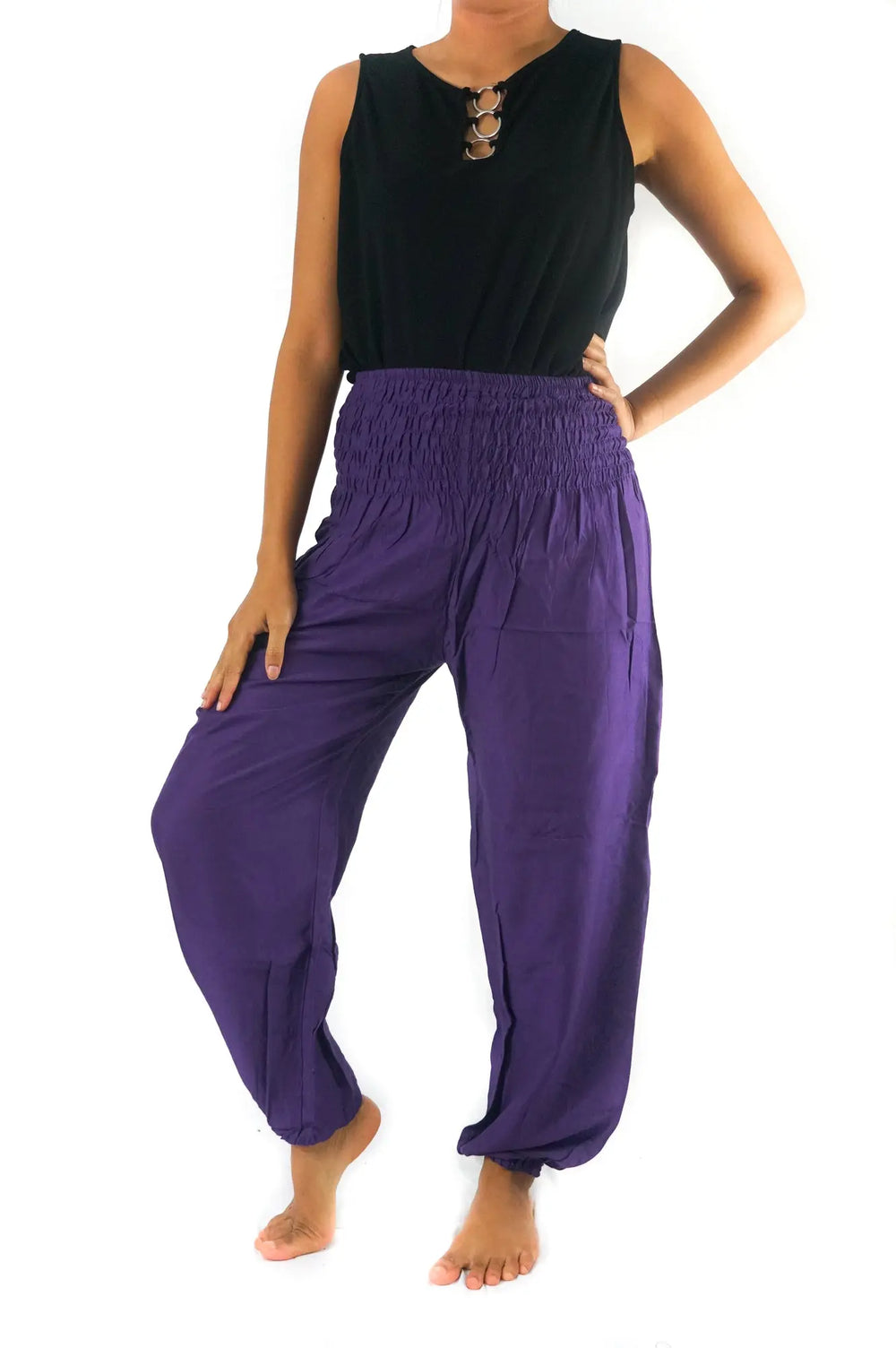 Purple Women Boho Pants Hippie Pants Yoga Pants Harem - Thrivera
