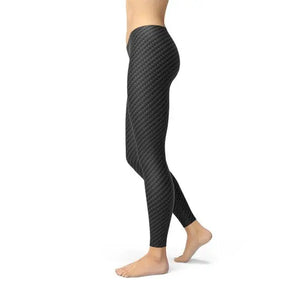 Womens Black Carbon Fiber Leggings Maroon Sooty