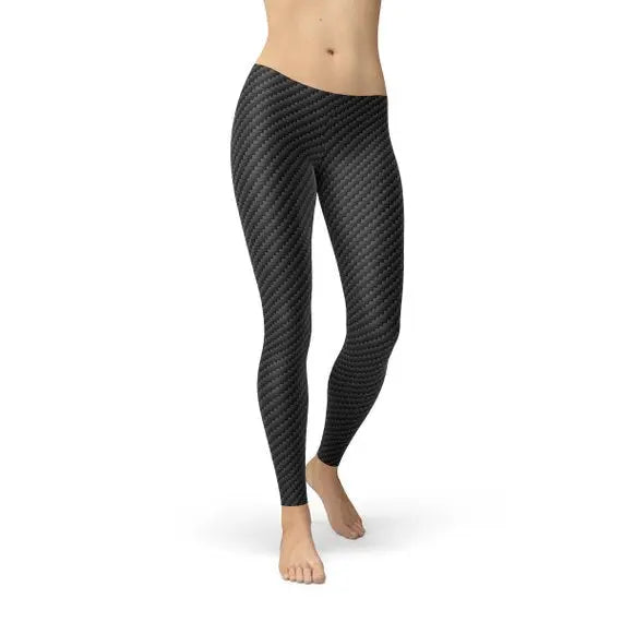 Womens Black Carbon Fiber Leggings Maroon Sooty