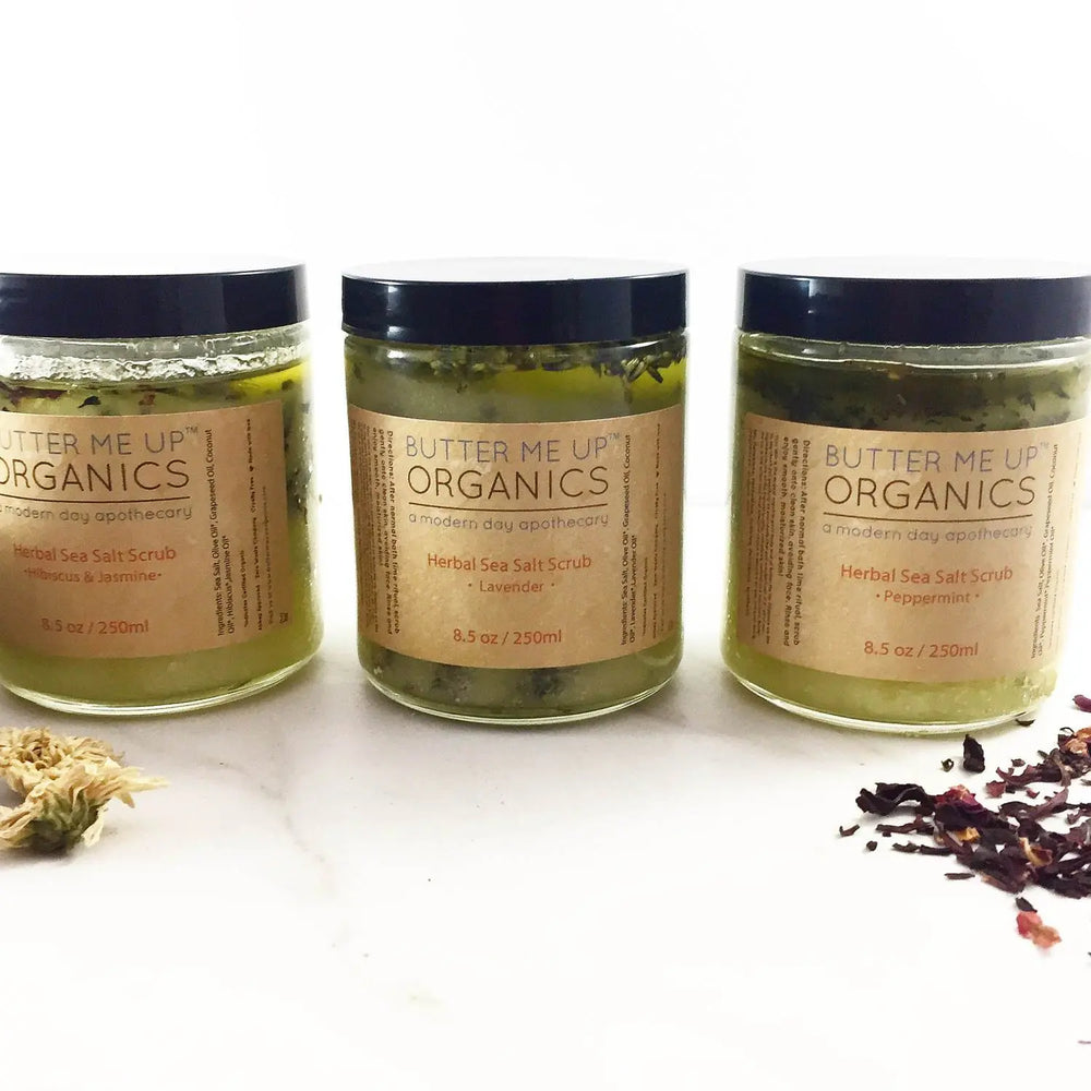 Organic Sea Salt Herbal Scrub Spa Pamper Treat White Smokey
