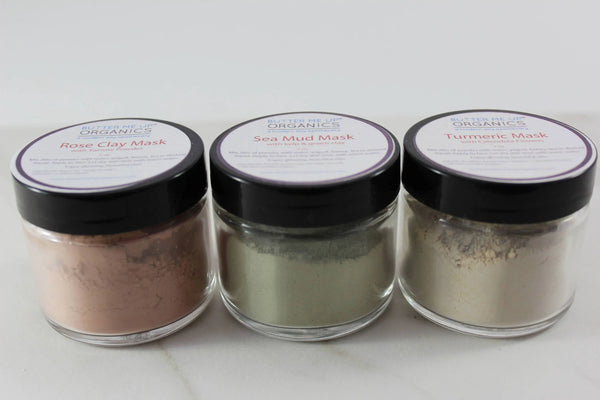 Clay Face Mask Trio Rose Clay French Green Clay Kaolin Clay Turmeric - Thrivera