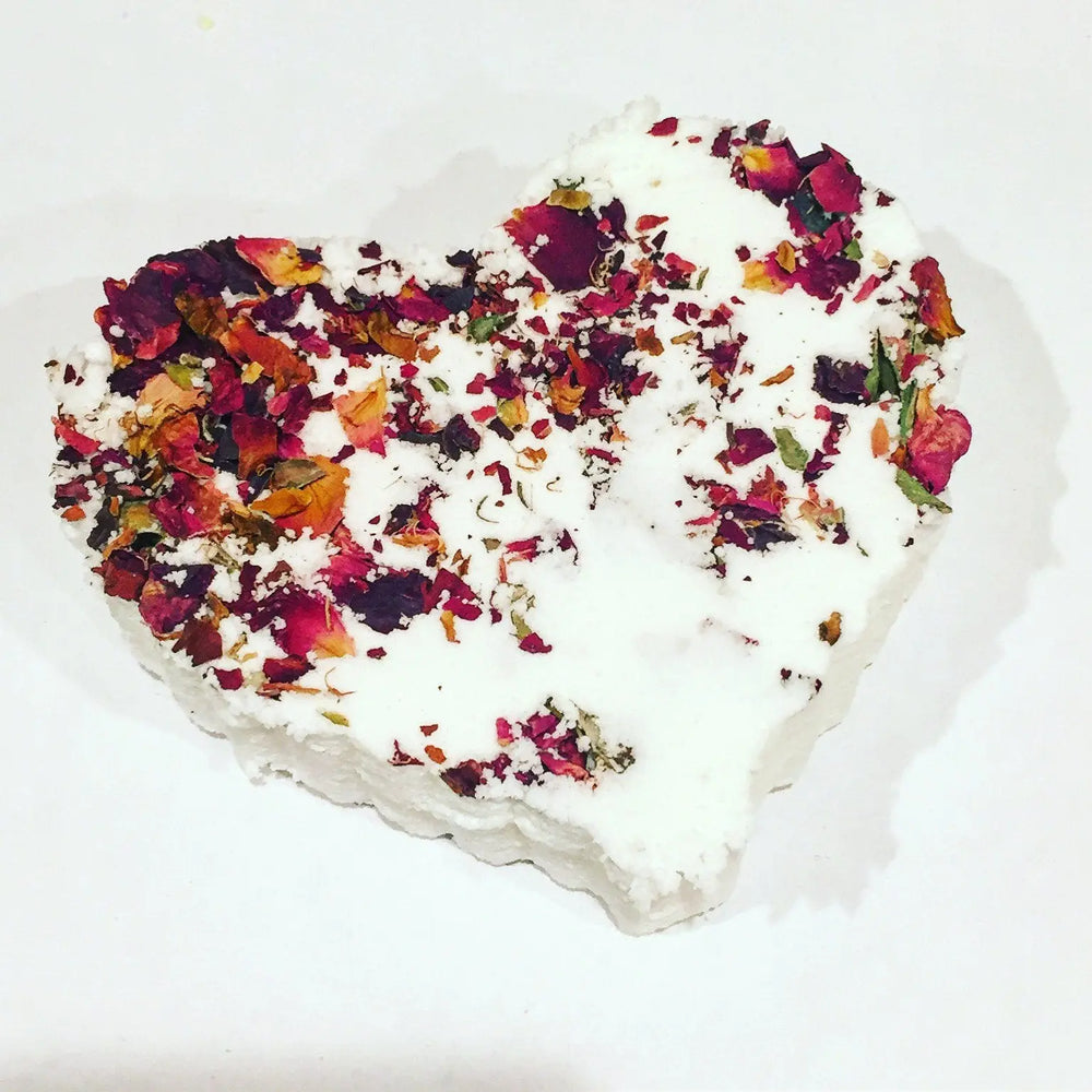 Rose heart bath bomb / organic bath bomb / essential oil bath bomb / White Smokey
