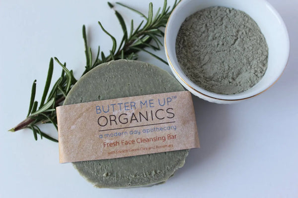Face Wash Facial Cleansing Bar with French Green Sea Clay White Smokey
