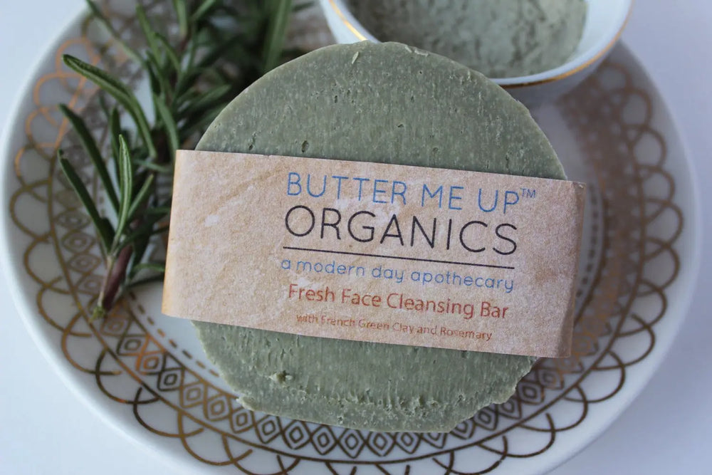 Face Wash Facial Cleansing Bar with French Green Sea Clay White Smokey