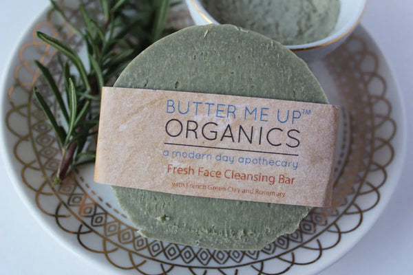 Face Wash Facial Cleansing Bar with French Green Sea Clay White Smokey