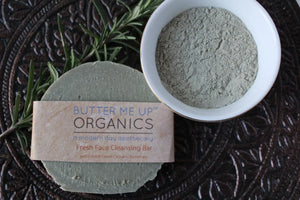 Face Wash Facial Cleansing Bar with French Green Sea Clay White Smokey