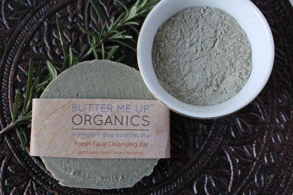 Face Wash Facial Cleansing Bar with French Green Sea Clay White Smokey