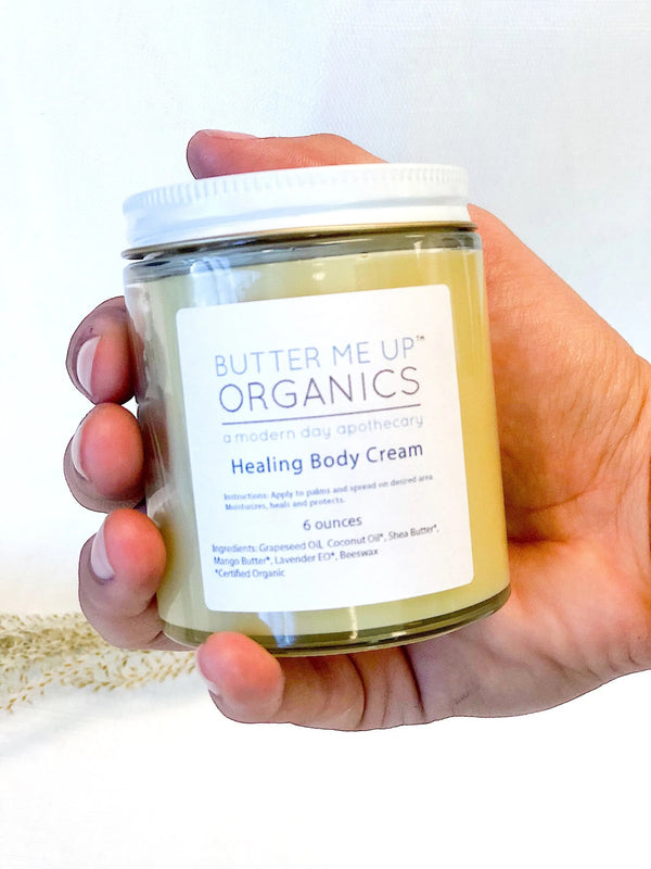 Healing Body Cream / organic body lotion / winter skin / dry skin / White Smokey