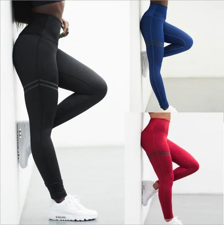 Hot women yoga pants Sport leggings Push Up Tights High Waist Fitness Blue Charlie
