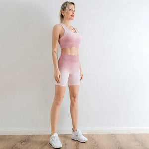 2021 Sports Set Women Gradient Fitness Yoga Tracksuit Gym Jogging Blue Charlie