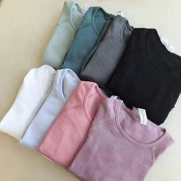 yoga Long Sleeve Crew Gym Women Fitness T Shirt Woman Long Sleeve Yoga Blue Charlie