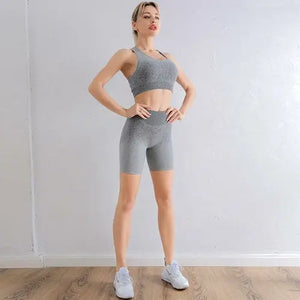 2021 Sports Set Women Gradient Fitness Yoga Tracksuit Gym Jogging Blue Charlie