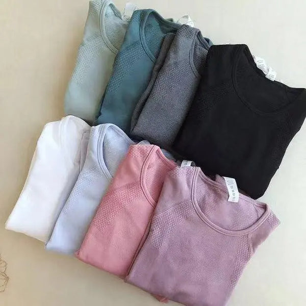 yoga Long Sleeve Crew Gym Women Fitness T Shirt Woman Long Sleeve Yoga Blue Charlie